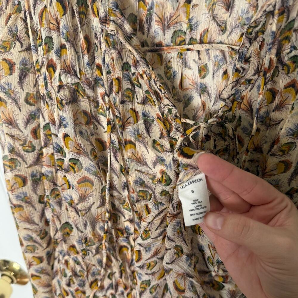 Ulla Johnson Robbie Silk Long Sleeve Front Tie Blouse In Swan 6 - Picture 10 of 12